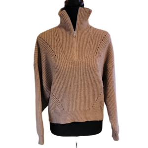 Juniors' Sugar Moon Long Sleeve Quarter Zip Solid Sweater Size Large EUC